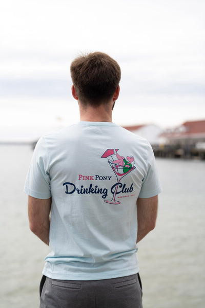 Drinking Club Martini T-shirt Ice Blue