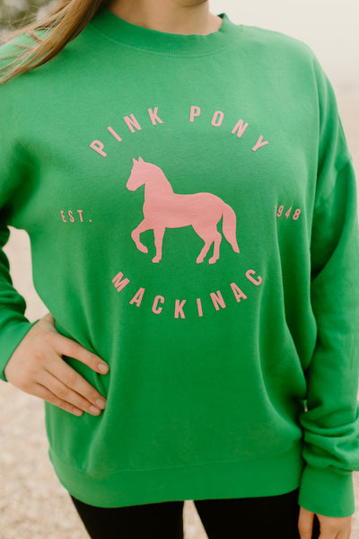 Spirit Banded Crewneck-Kelly Green