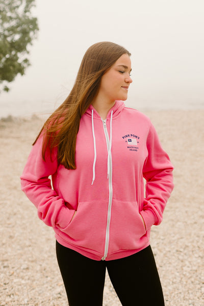 Bella Flag Full Zip Hoodie-Charity Pink