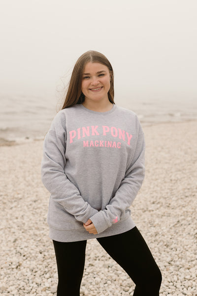 Glitter Pink Pony Sweatshirt - Grey