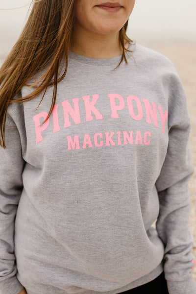 Glitter Pink Pony Sweatshirt - Grey
