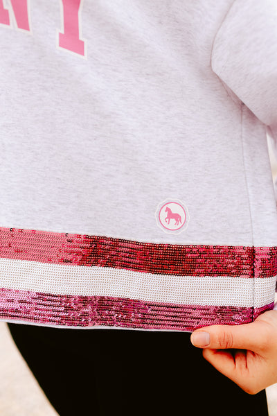 Sequin Cropped Sweatshirt-Grey