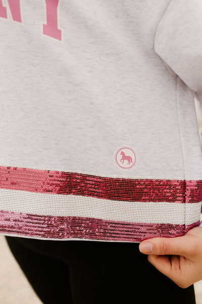 Sequin Cropped Sweatshirt-Grey