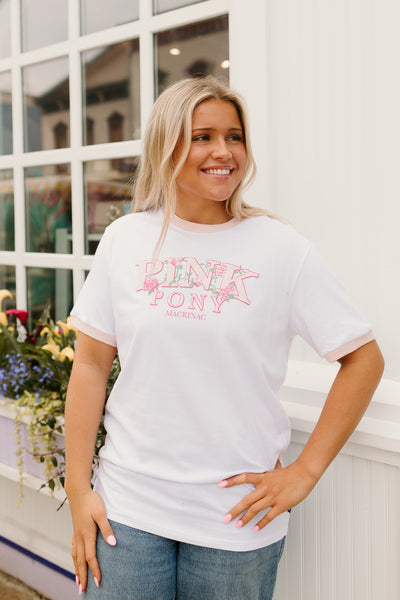 Spirit Floral Ringer T-Shirt - White