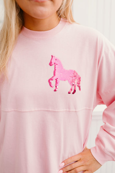 Spirit Flip Sequin Crewneck-Pink Sorbet (SALE)
