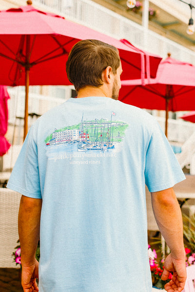 Short Sleeve Custom Harbor Scene