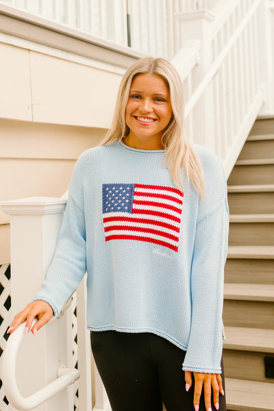 Roll Neck Cotton Flag Sweater