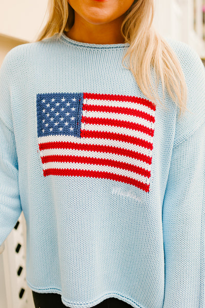 Roll Neck Cotton Flag Sweater