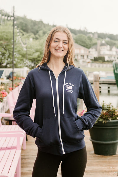 Bella Flag Full Zip Hoodie-Navy