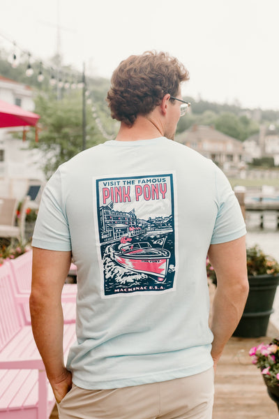 Vintage Poster T-Shirt - Heather Ice Blue