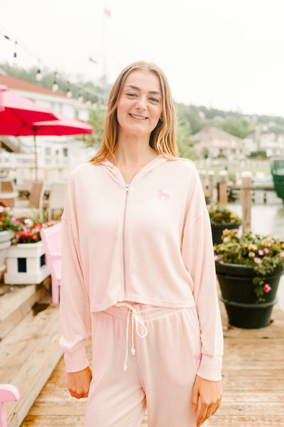 Spirit Luxe Full Zip Hoodie-Pink Frost