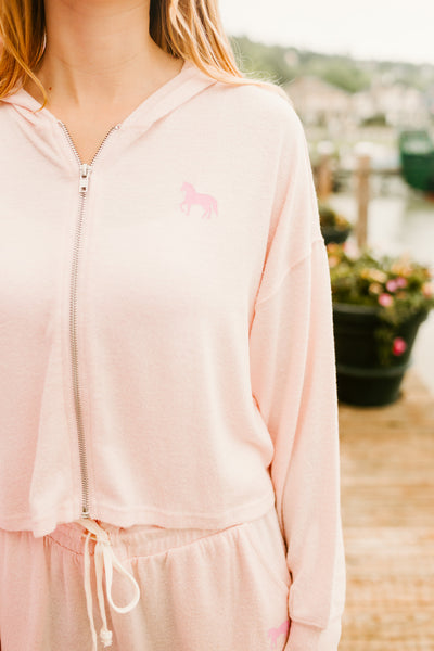 Spirit Luxe Full Zip Hoodie-Pink Frost