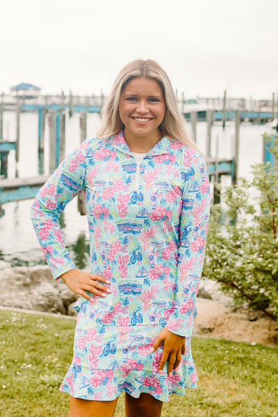 Venice Ruffle Hem Skort - Lake
