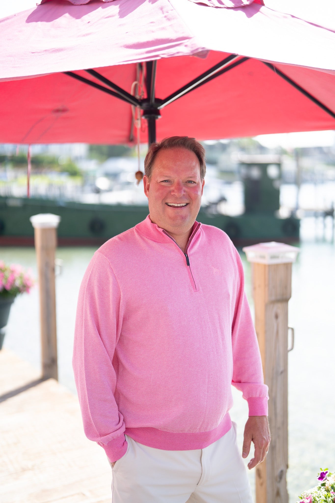 Birdseye Qtr Zip-Palm Beach