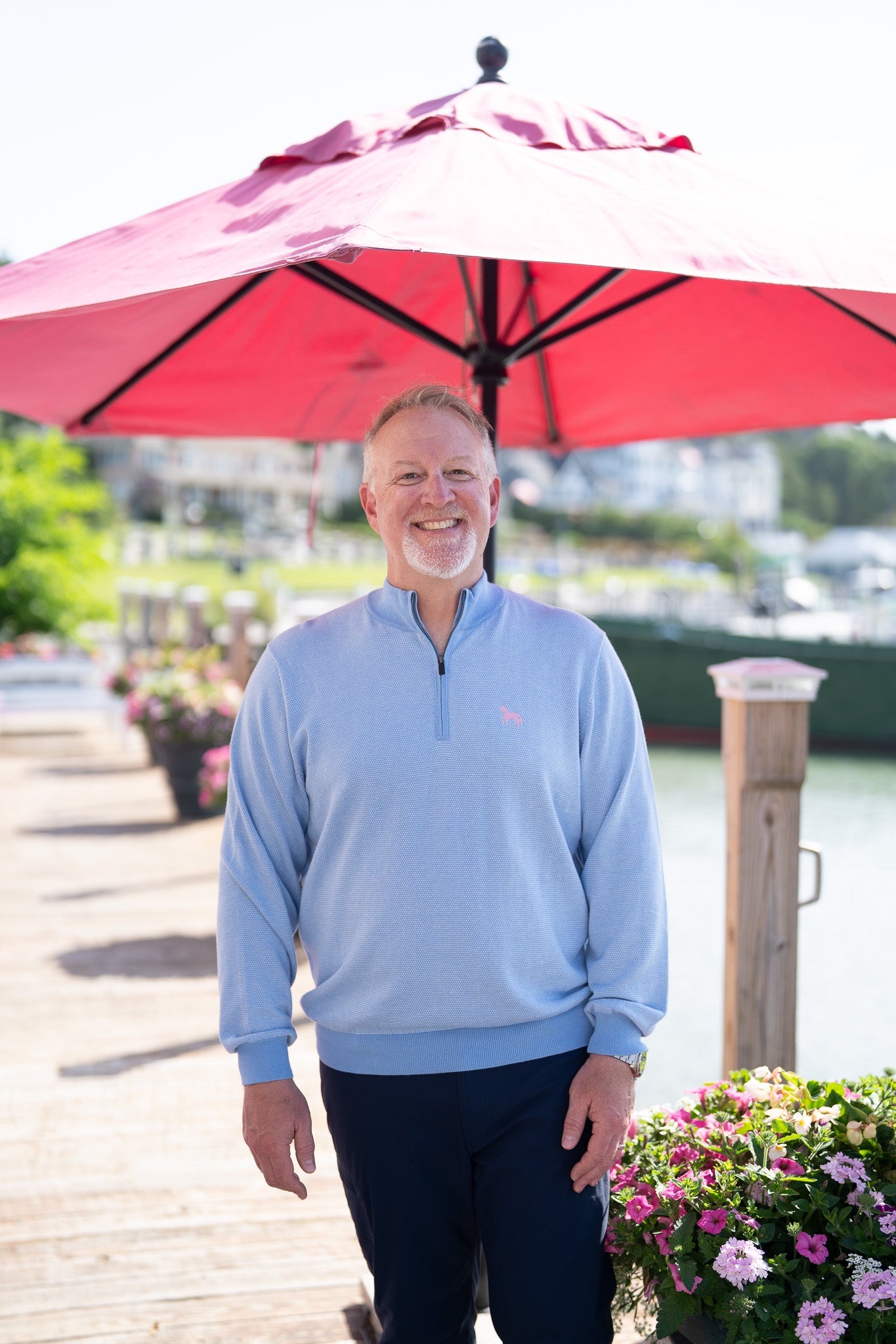 Birdseye Qtr Zip-Blue Lake