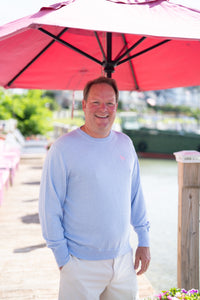 Cotton Cashmere Crew-Weekend Blue