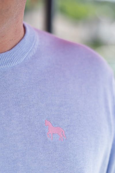 Cotton Cashmere Crew-Weekend Blue