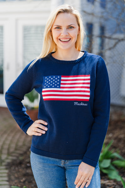 Classic Cotton Flag Sweater - Navy
