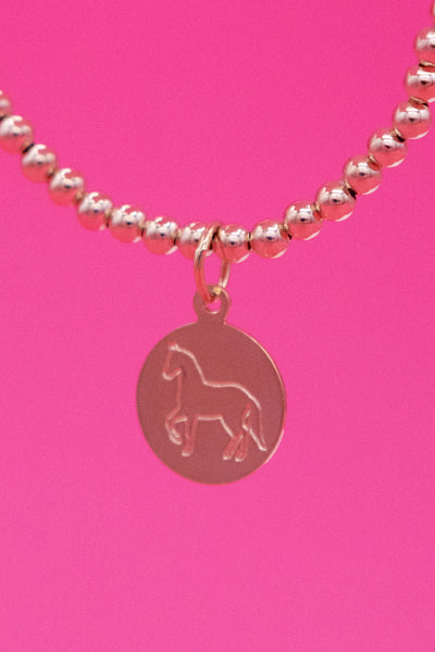 3mm Bead Pink Pony Charm Bracelet