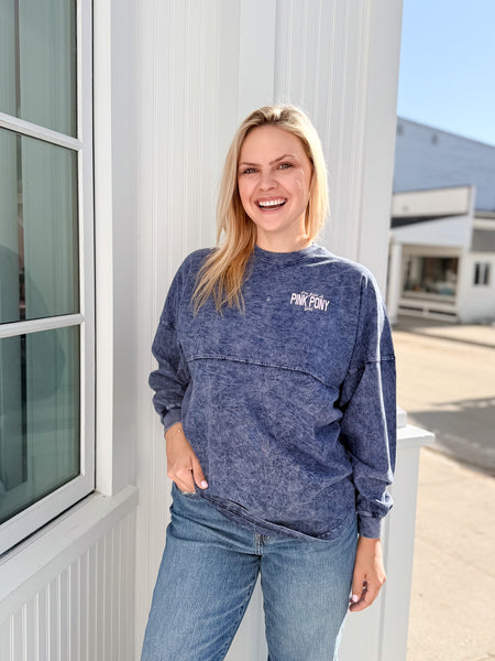 Spirit Mineral Wash Crewneck-Antique Denim
