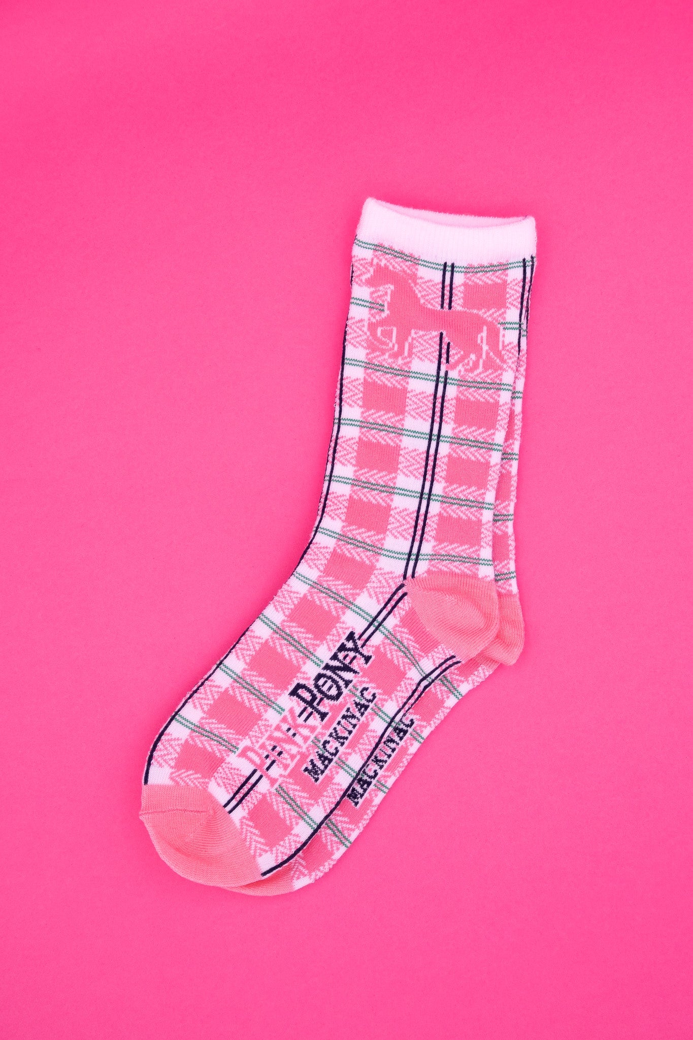Youth Pink Pony Plaid Socks
