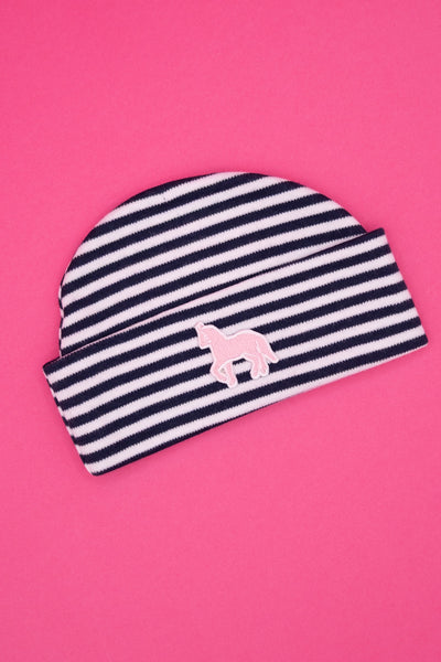 Infant Striped Knit Cap with Pony