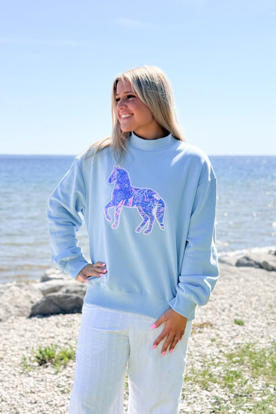Large Pony Mock Neck Sweatshirt