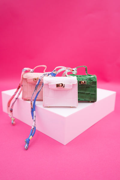 Faux Croc Handbag Charm Mini Purse
