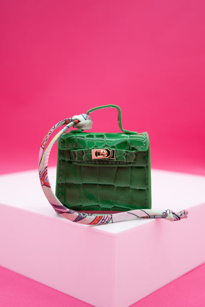 Faux Croc Handbag Charm Mini Purse