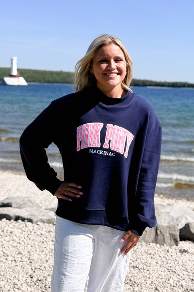 PPM Mock Neck Sweatshirt-Navy