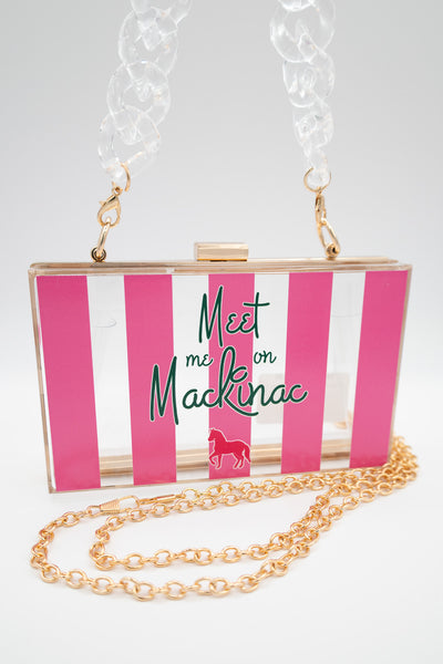 Clear Box Clutch w/Lucite Chain