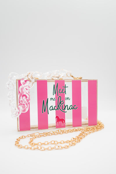 Clear Box Clutch w/Lucite Chain