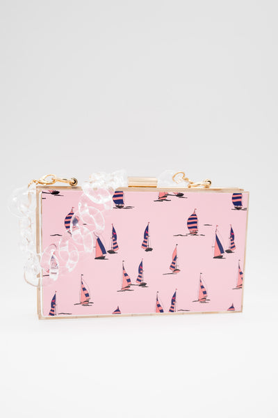Clear Box Clutch w/Lucite Chain