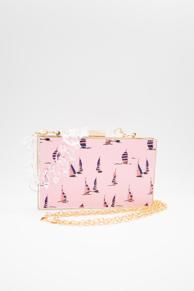 Clear Box Clutch w/Lucite Chain