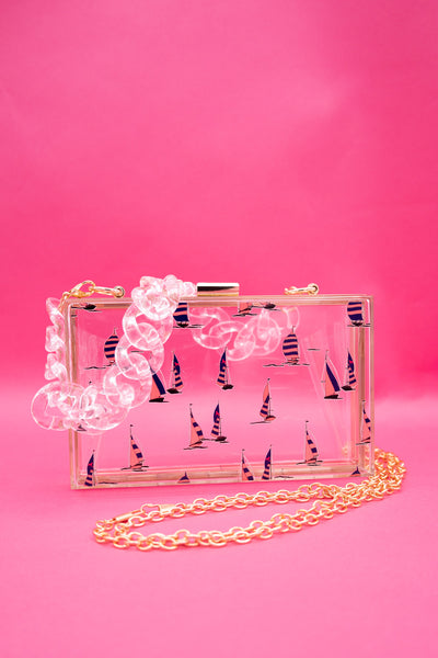 Clear Box Clutch w/Lucite Chain
