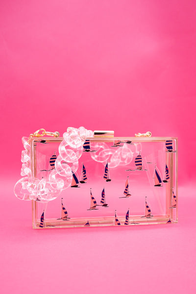 Clear Box Clutch w/Lucite Chain