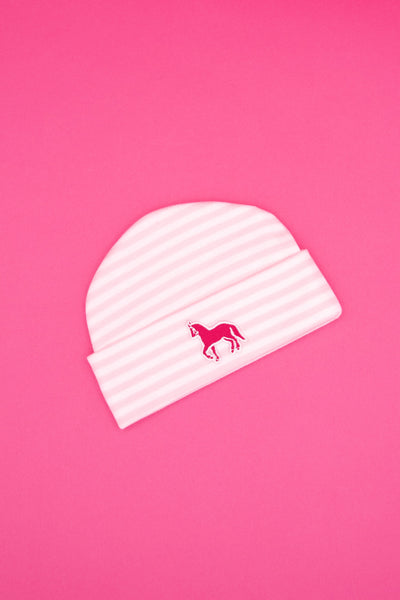 Infant Striped Knit Cap with Pony
