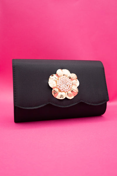 Ruby Black Scallop Clutch
