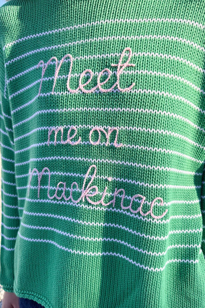 Roll Neck Stripe MEET ME Sweater - Green