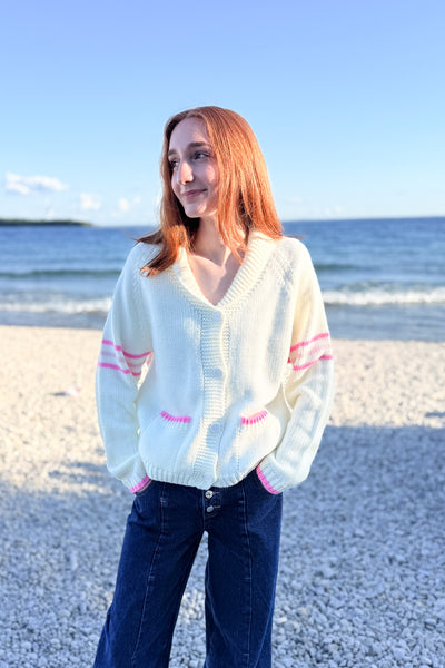 Pennant Flag Cardigan-Ivory