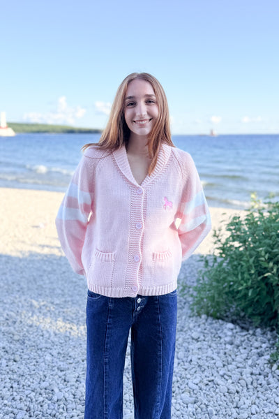 Pink Pony Club Heart Cardigan-Pink