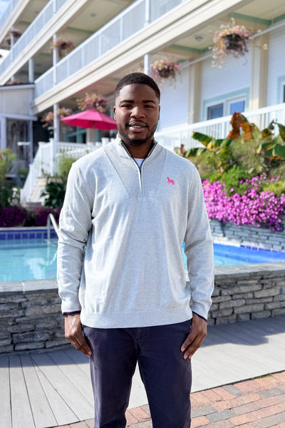 Mens Americana 1/4 Zip - Lt Heather Grey