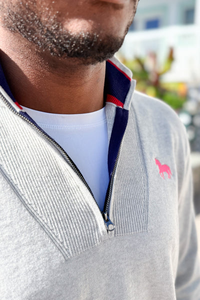 Mens Americana 1/4 Zip - Lt Heather Grey