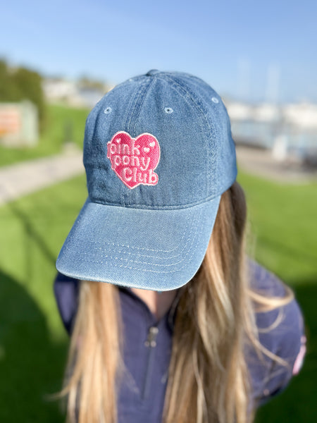 Pink Pony Club Denim Heart Hat