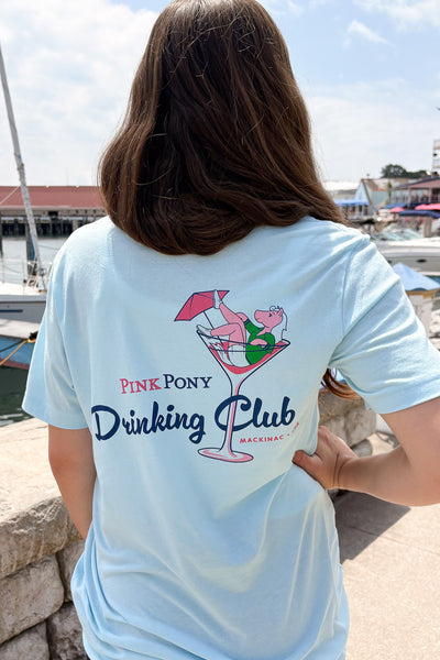 Drinking Club Martini T-shirt Ice Blue
