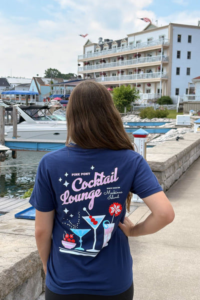 Cocktail Lounge Drinks T-Shirt-Navy