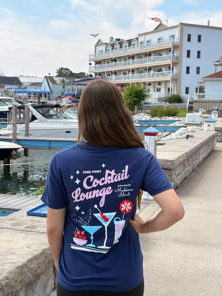 Cocktail Lounge Drinks T-Shirt-Navy