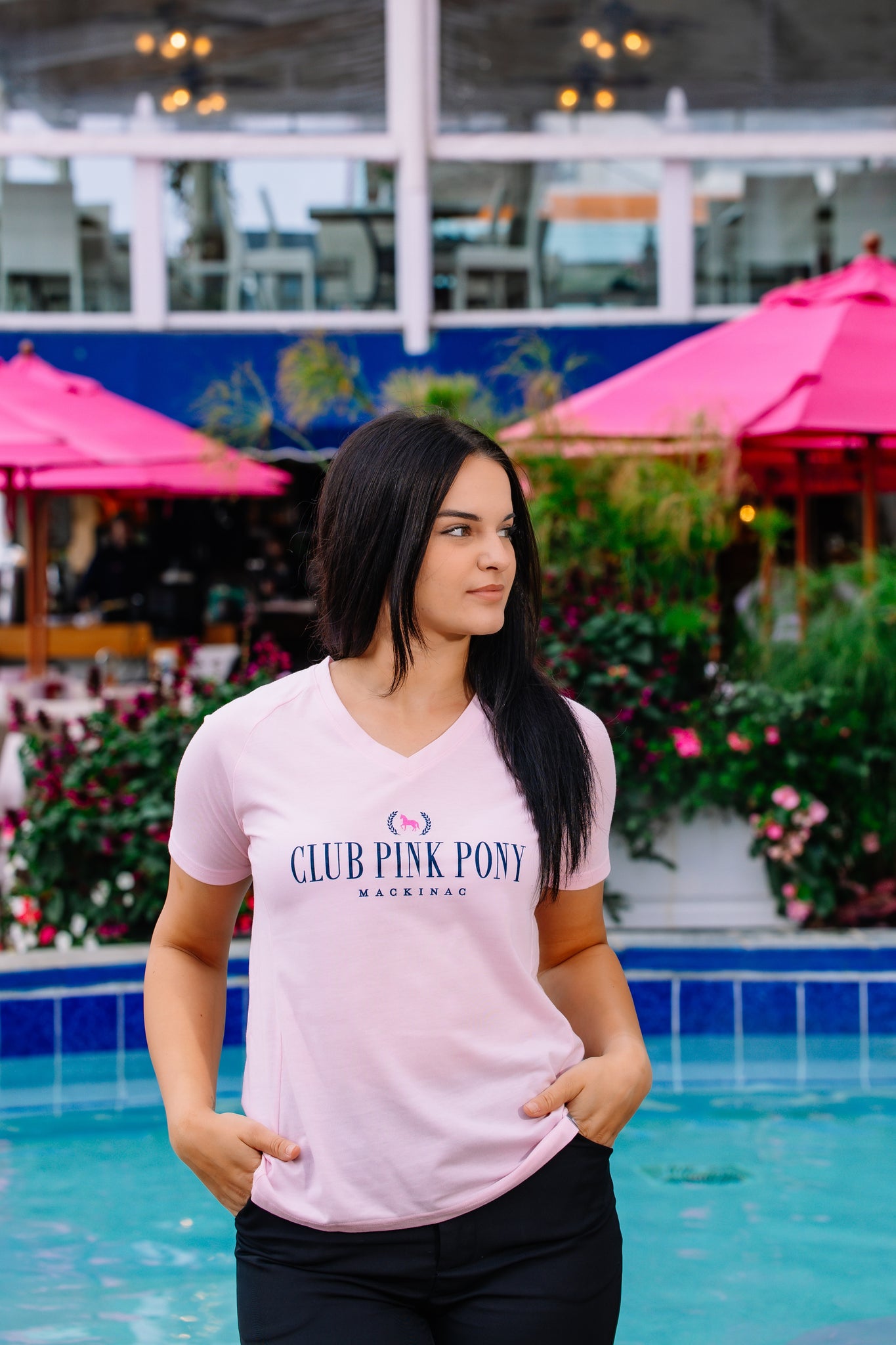 Ariya V-Neck Club Pink Pony