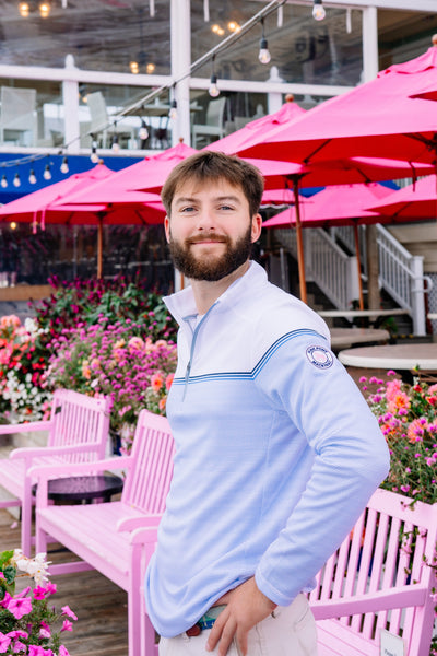 Stripe Sankaty Qtr Zip-Club Blue