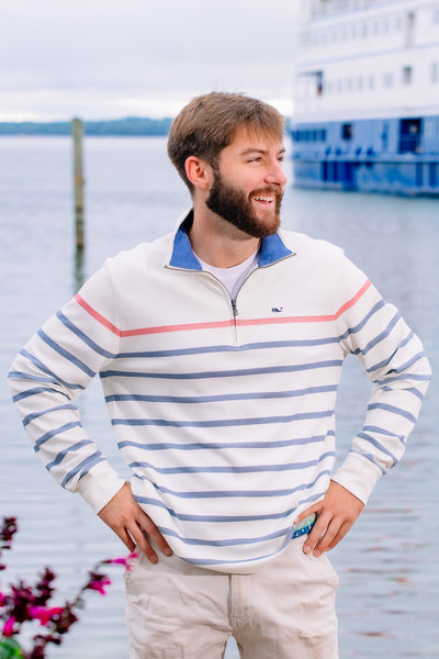 Breton Stripe Saltwater Qtr Zip RWB